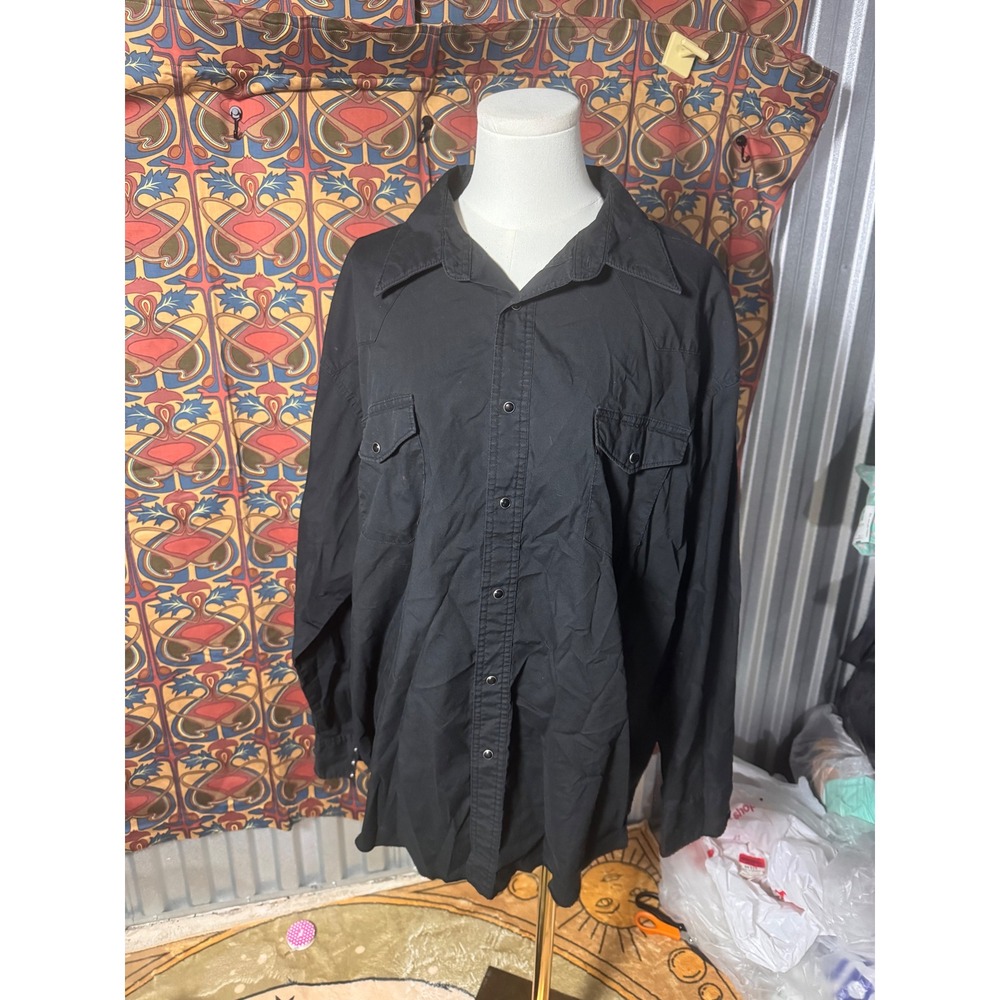 Wrangler‎ Mens XXL/2XG Black Long Sleeve Western Shirt Button Up